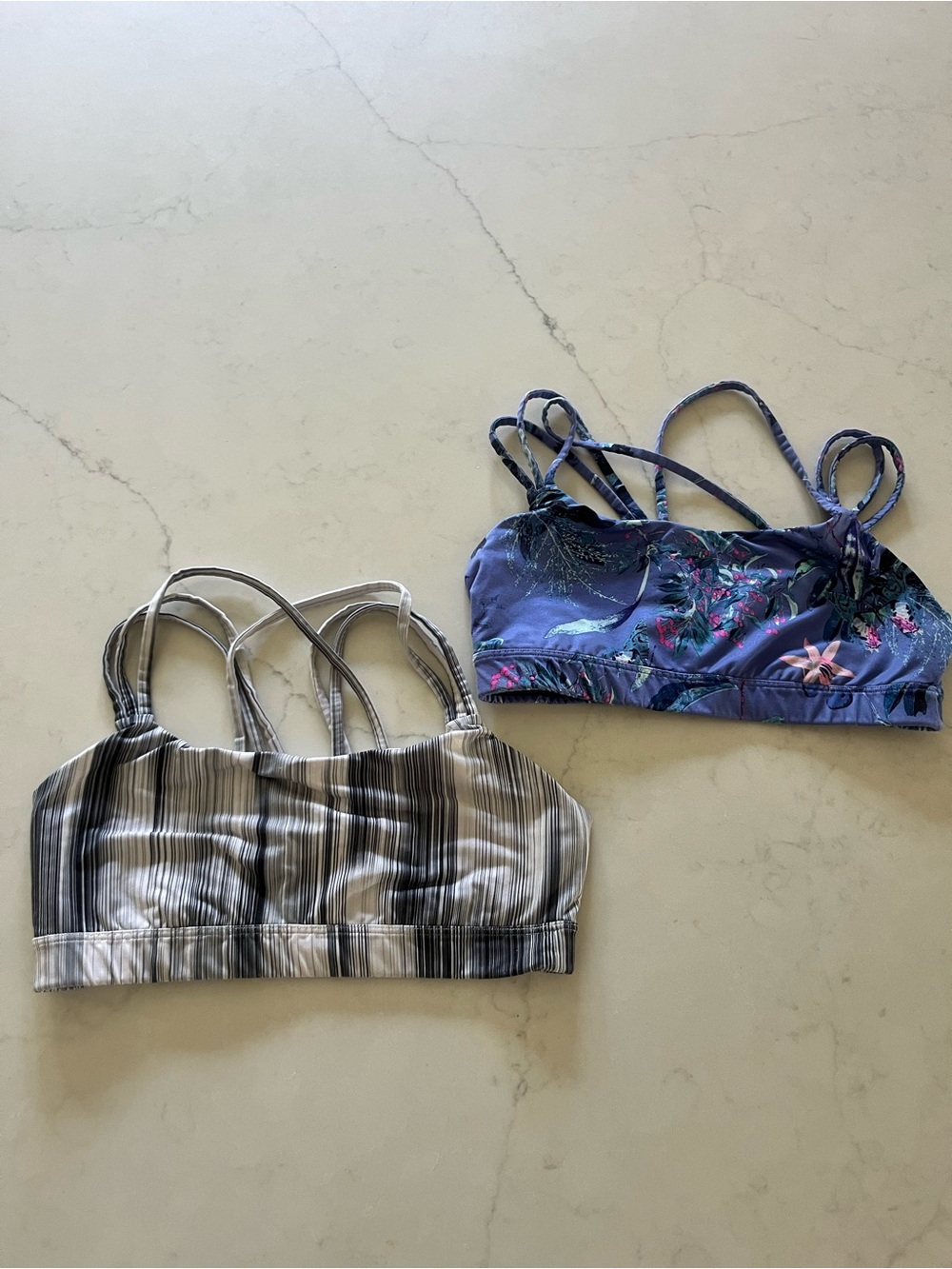 GAP Women's Strappy Sports Bras — Blue Floral & black Stripe